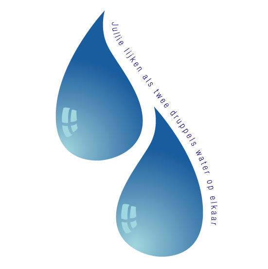 It's a illustration of two raindrops. The text on the side (Jullie lijken 